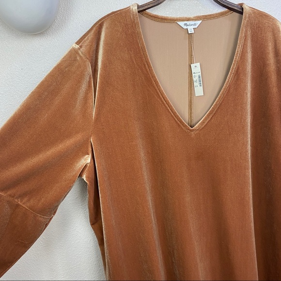 ✖️SOLD✖️•MADEWELL• Velvet Balloon-Sleeve Short Dress - Picture 4 of 13